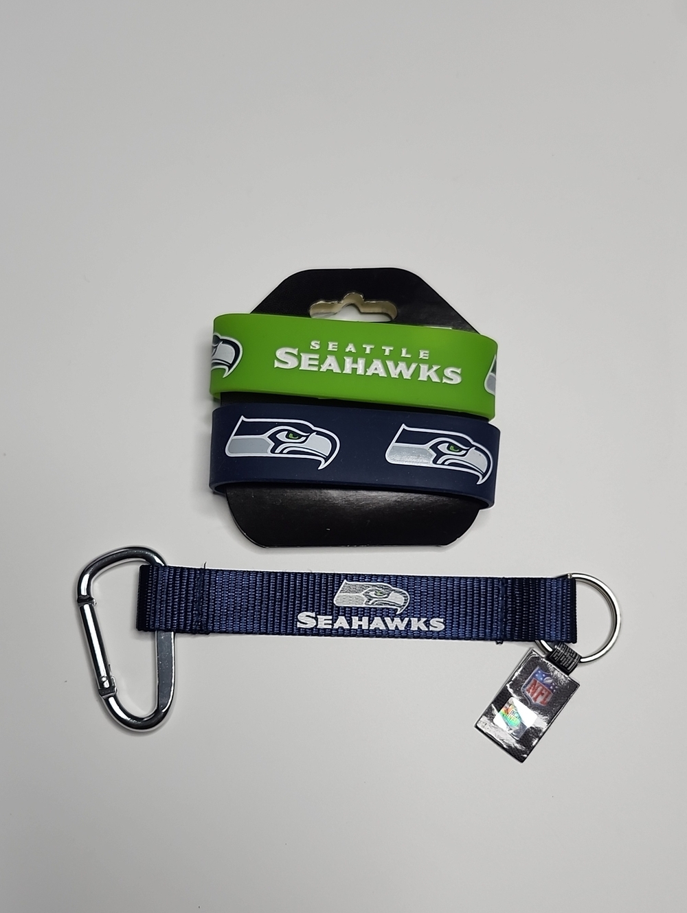 Seattle Seahawks Men’s Key Strap and Wrist Bands — Navy & Green